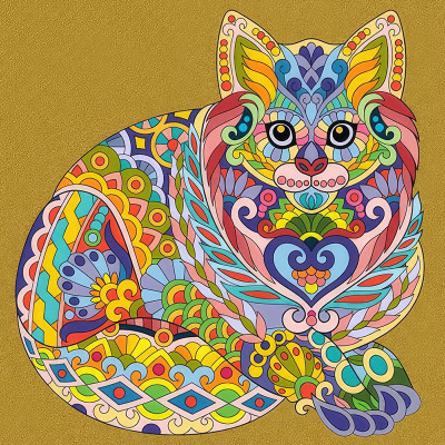 Набір для розпису-антистрес Strateg Мандала кіт 30х30 см JCEE36823