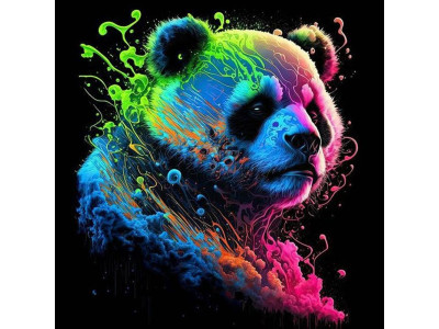 Картина за номерами Stateg Яскрава панда на чорному фоні 40х40 см AV4040-15