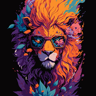 Картина за номерами Stateg Лев у своєму величі на чорному фоні 40х40 см AV4040-59