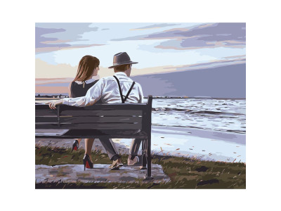 Картина за номерами Stateg "Закохані на лавочці" 40х50 см VA-2625