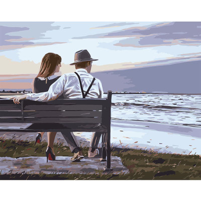 Картина за номерами Stateg "Закохані на лавочці" 40х50 см VA-2625
