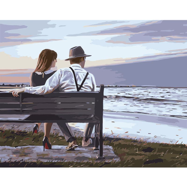 Картина за номерами Stateg "Закохані на лавочці" 40х50 см VA-2625