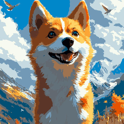 Картина за номерами Strateg Коргі на вітрі 30х30 см ES-0905