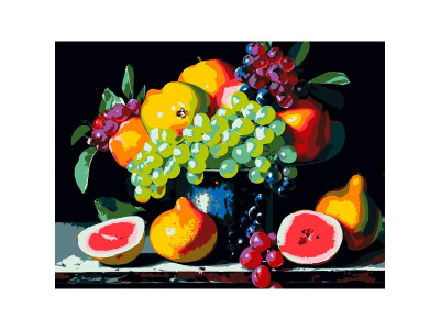 Картина за номерами Strateg Літній фруктовий натюрморт на чорному фоні 30Х4 FH-27