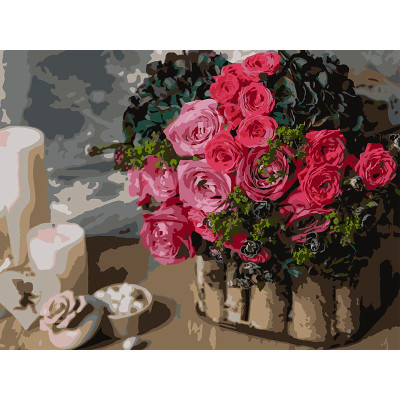Картина за номерами Strateg Рожевий букет 30Х40 см SS-1266