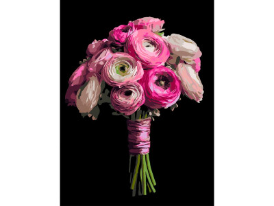 Картина за номерами Strateg Рожевий букет на чорному фоні 40Х50 см AH1248