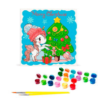 Картина за номерами "Єдиноріжка з ялинкою" 30х30 см 15554-AC