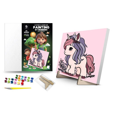 Каритна за номерами qbee "Ніжна єдиноріжка" з дерев'яною підставкою 25х25 с QB900-013/QB901-013