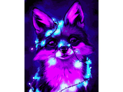 Картина по номерах Неонове лисеня Strateg 40х50 см GS616