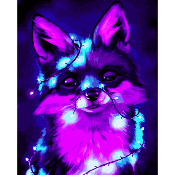 Картина по номерах Неонове лисеня Strateg 40х50 см GS616