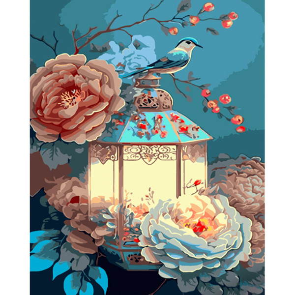 Картина по номерах Вінтажний ліхтар Strateg 40х50 см GS1045