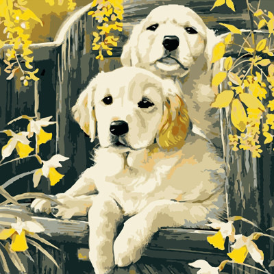 Картина за номерами Маленької лабрадорі Strateg 40х40 см SK021