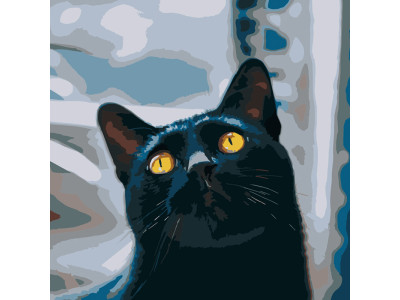 Картина за номерами Котик із жовтими очима Strateg 40х40 см SK022
