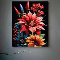 Картина за номерами Ексклюзивний букет Strateg на чорному фоні 40х50 см AH1042