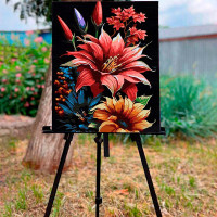 Картина за номерами Ексклюзивний букет Strateg на чорному фоні 40х50 см AH1042