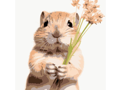 Картина за номерами Strateg Хомяк з квітами 20x20 см HH8027