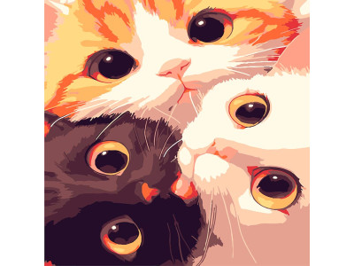 Картина за номерами Strateg Коти з великими очима 20x20 см HH8037