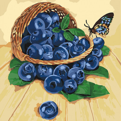 Картина за номерами Чорниця в кошику 40x40 см КНО5556