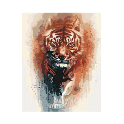 Картина за номерами Вогняна сила тигра 40*50 КН4037 Картина за номерами Вогняна сила тигра 40*50 КН4037