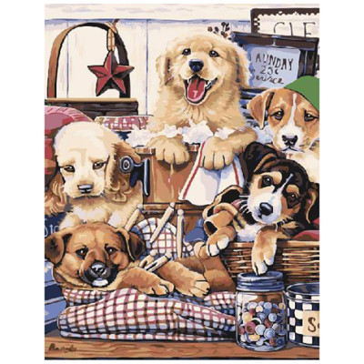 Картина за номерами "Щенячий відпочинок" GX5614