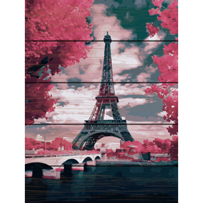 Картина за номерами на дереві. Rainbow Art "Ліловий Париж" GXT24449-RA