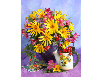 Картина за номерами квіти "Строкатий букет" тм Лавка Чудес 40 x 50 см в кор LC40045