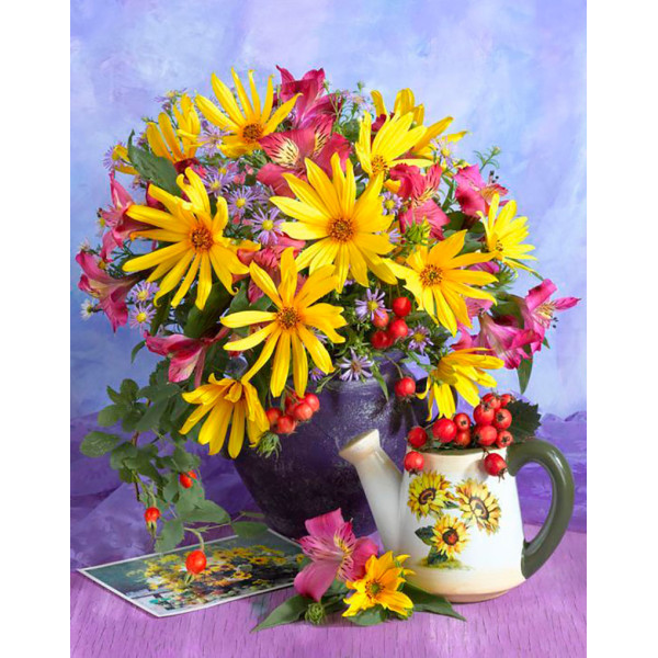 Картина за номерами квіти "Строкатий букет" тм Лавка Чудес 40 x 50 см в кор LC40045