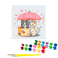 Картина за номерами "Котики в коробці" 30*30 см 15565-AC
