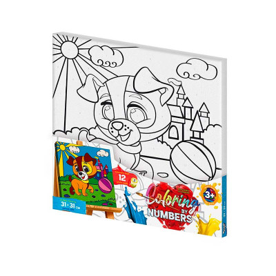 Картина за номерами "Coloring by numbers" Danko Toys Грайливе цуценя 31см*3 CBN-01-05