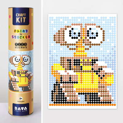 Картина по номерам стикерами в тубусе "Робот желтый" (WALL-E), 1200 стикеров 1883, 33х48 см