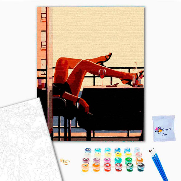 Картина за номерами Розслаблення на балконі Strateg 40х50 см DY265