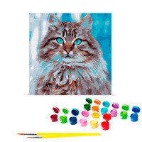 Картина за номерами Котик із блакитними очима Strateg 40х40 см SK046 Картина за номерами Котик із блакитними очима Strateg 40х40 см SK046