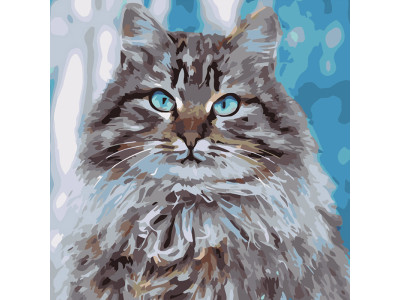 Картина за номерами Котик із блакитними очима Strateg 40х40 см SK046 Картина за номерами Котик із блакитними очима Strateg 40х40 см SK046