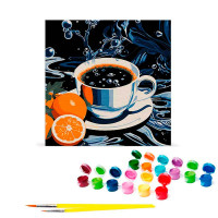 Картина за номерами Кава з цитрусовими нотками Strateg на чорному фоні 30х3 SH3030-16