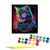 Картина за номерами Крутий кіт у сонцезахисних окулярах Strateg на чорному AV4040-7