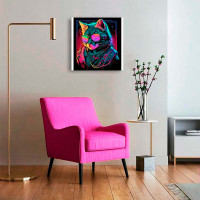 Картина за номерами Крутий кіт у сонцезахисних окулярах Strateg на чорному AV4040-7