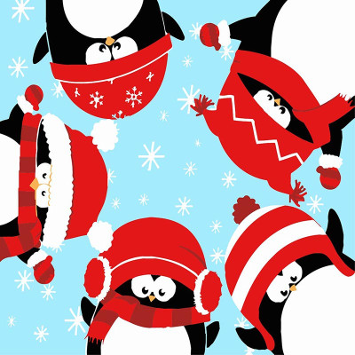 Картина за номерами Stateg Пінгвіни-друзі 20х20 см HH8001