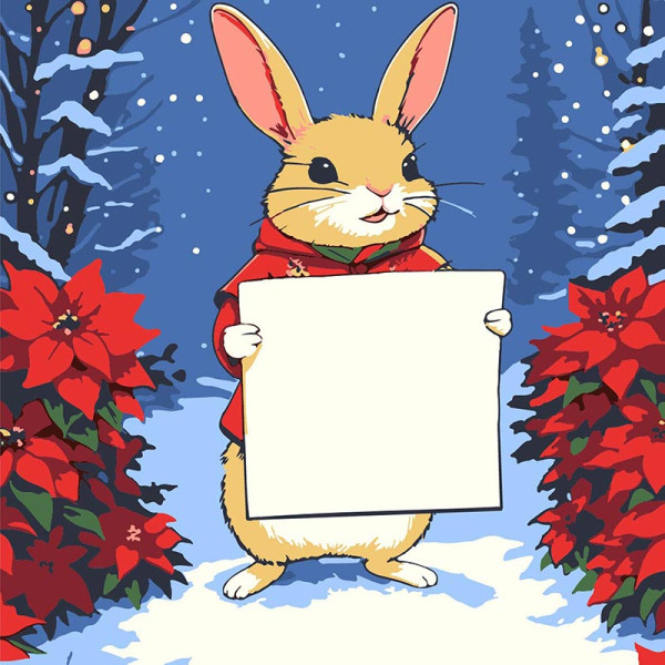 Картина за номерами Stateg Зайчик з листівкою 20х20 см HH8016-