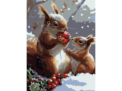 Картина за номерами Stateg Зимові білочки 30х40 см SS1240