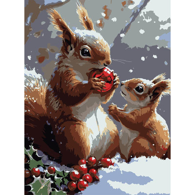 Картина за номерами Stateg Зимові білочки 30х40 см SS1240