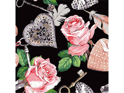 Картина за номерами Stateg Квіткове серце рожевих троянд на чорному фоні 40 AV4040-30