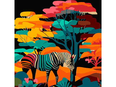 Картина за номерами Stateg Зебра на тлі природи на чорному фоні 40х40 см AV4040-57