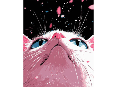 Картина за номерами Stateg Рожеве кошеня на чорному фоні 40х50 см AH1179-12