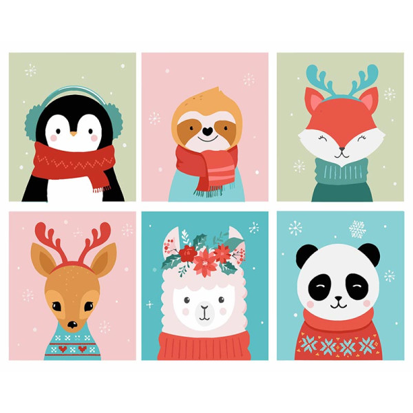 Картина за номерами Stateg Зимові звірята 40х50 см VG005