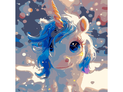 Картина за номерами Strateg Блакитний єдиноріг 30х30 см ES-0911