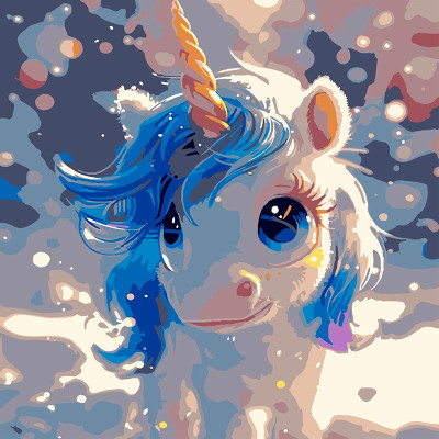 Картина за номерами Strateg Блакитний єдиноріг 30х30 см ES-0911