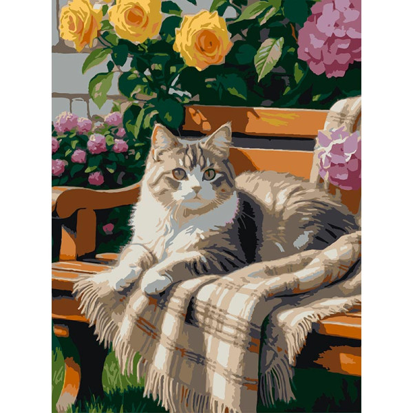 Картина за номерами Strateg Відпочиваючий кіт 30Х40 см SS-1286