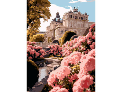 Картина за номерами Strateg Будинок у квітах 30Х40 см SS-1306