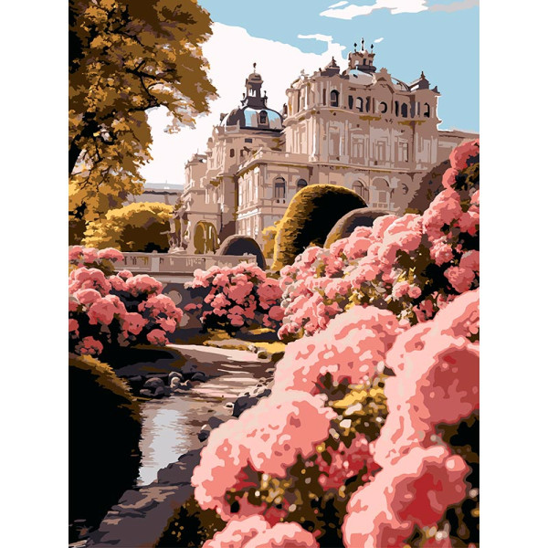 Картина за номерами Strateg Будинок у квітах 30Х40 см SS-1306