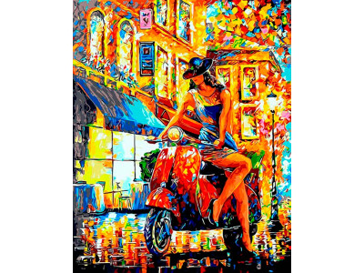 Картина по номерах "Дівчина на скутері" км Лавка Чудес 40 x 50 см в коробці LC10100